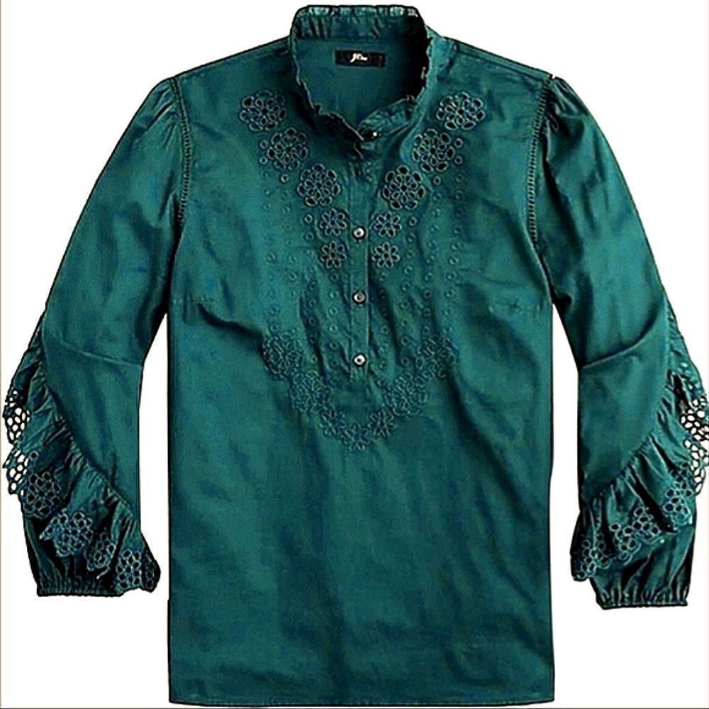 J CREW Eyelet Ruffled Shirt